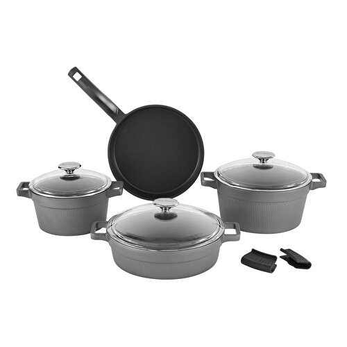 Resim Pierre Cardin Ultra Graniks Gri 7 Parça Tencere Seti