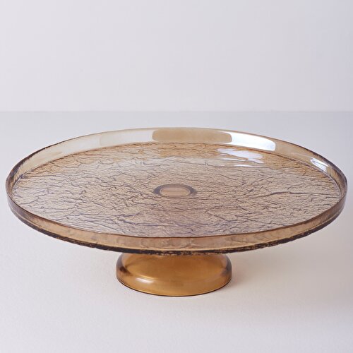 Resim Linens Gleam Cam 32 cm Ayaklı Servis Amber