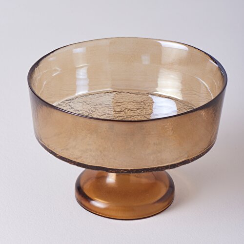 Resim Linens Gleam Cam 21 cm Ayaklı Servis Amber