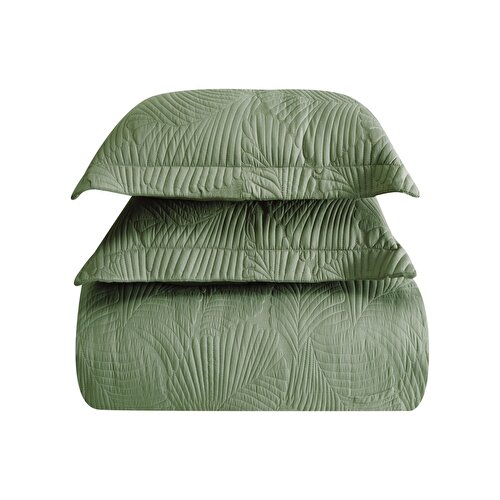 Resim Linens Leaf Yatak Örtüsü Koyu Yeşil Tek Kişilik