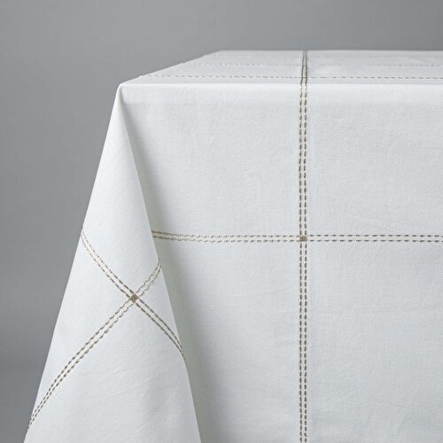 Resim Linens Stich 150x250 cm Masa Örtüsü Beyaz Gold