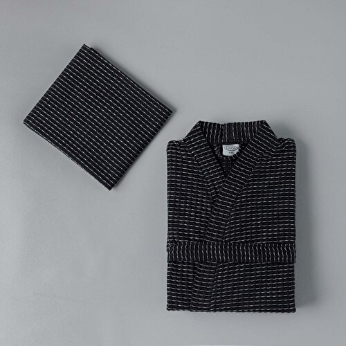 Resim Linens Luca S/M Pamuk Bornoz Seti Siyah