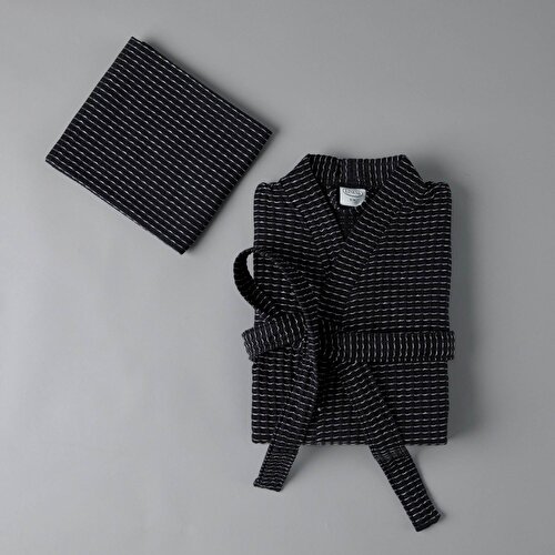 Resim Linens Luca S/M Pamuk Bornoz Seti Siyah