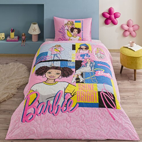 Resim Taç Lisanslı Barbie Bright Tek Kişilik Pamuk Complete Set