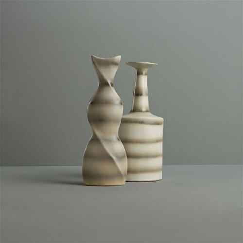 Resim Linens Helix 22x10x16 cm Vazo Vizon Beyaz