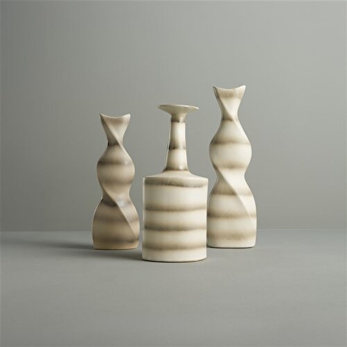 Resim Linens Helix 22x10x16 cm Vazo Vizon Beyaz