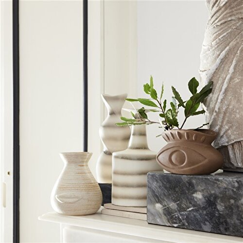 Resim Linens Helix 22x10x16 cm Vazo Vizon Beyaz