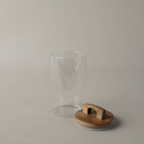 Resim Linens Handle Cam-Akasya Kapak 10x10x19 cm Kavanoz