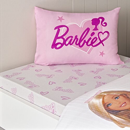 Resim Taç Lisanslı Barbie Light Tek Kişilik Pamuk Pike Takımı