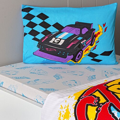 Resim Taç Lisanslı Hot Wheels Fast Tek Kişilik Pamuk Pike Takımı