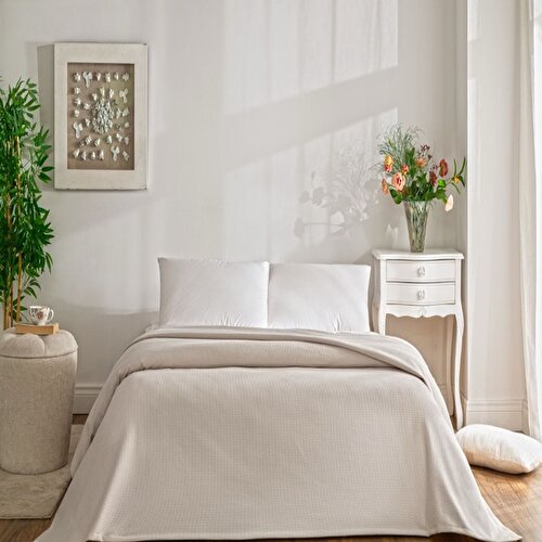 Resim Linens Monty Pamuk Çift Kişilik Pike Beyaz