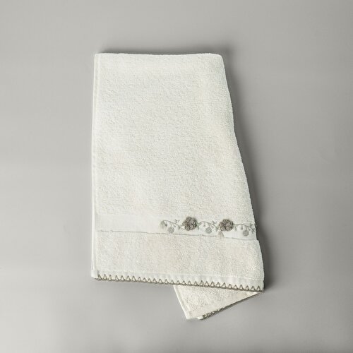 Resim Linens Fıora Pamuk Yüz Havlusu 50X85 Cm Ekru
