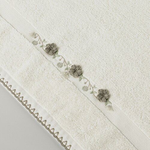 Resim Linens Fıora Pamuk Yüz Havlusu 50X85 Cm Ekru