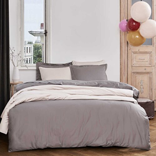 Resim Linens Mix&Match Pamuk Saten King Size Nevresim Kılıfı Vizon