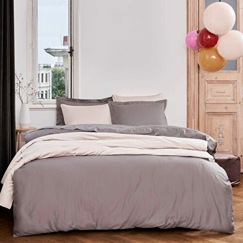 Resim Linens Mix&Match Pamuk Tek Kişilik Saten Nevresim Kılıfı Vizon