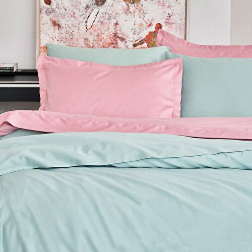 Resim Linens Mix&Match Pamuk Tek Kişilik Saten Nevresim Kılıfı Yeşil