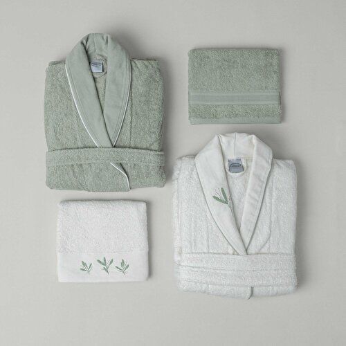Resim Linens Sage Pamuk 4'lü s/m- l/xl Bornoz Seti