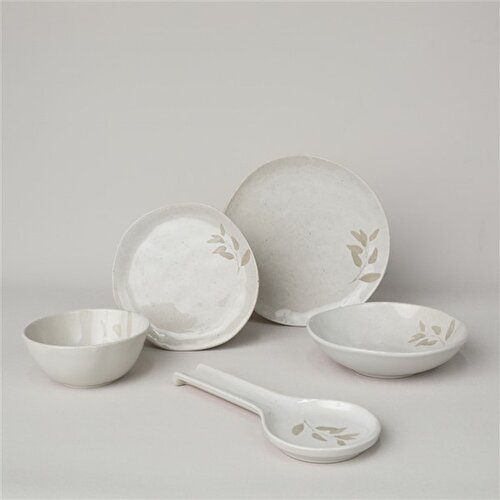 Resim Linens Laurel Seramik 20 cm Pasta Tabağı Ekru