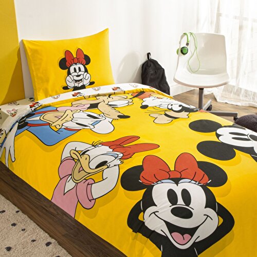 Resim Taç Lisanslı Disney Mickey & Friends Tek Kişilik Pamuk Nevresim Takımı