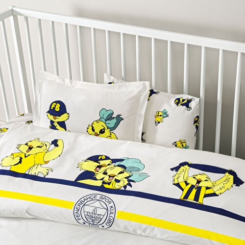 Resim Taç Lisanslı Fenerbahçe Strip Baby Pamuk Nevresim Takımı
