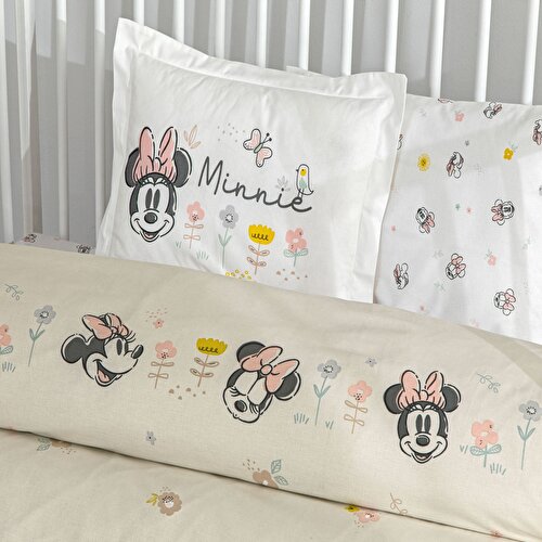 Resim Taç Lisanslı Disney Minnie Mouse Dream Baby Pamuk Bebek Nevresim Takımı