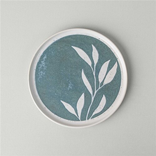 Resim Linens Daphne Seramik 22 cm Pasta Tabağı Yeşil