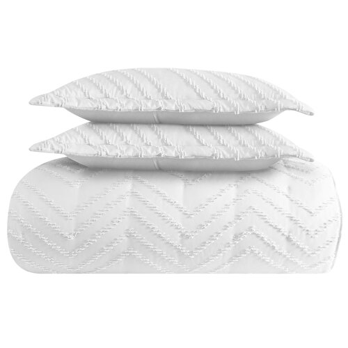 Resim Linens Borneo Çift Kişilik Yatak Örtüsü Seti Beyaz