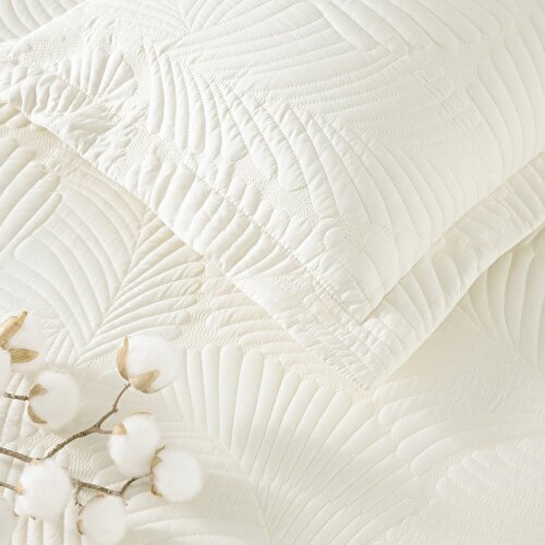 Resim Linens Leaf Çift Kişilik Yatak Örtüsü Seti Ekru