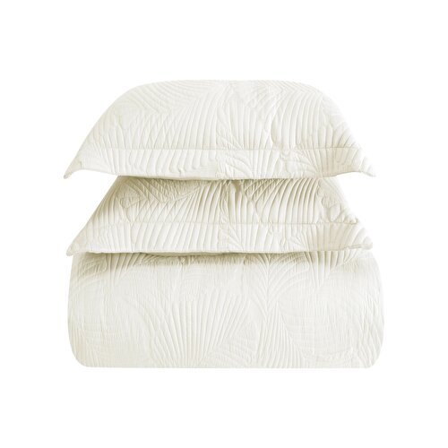 Resim Linens Leaf Çift Kişilik Yatak Örtüsü Seti Ekru