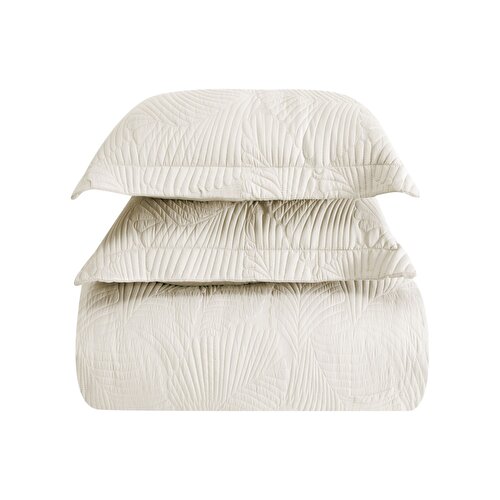 Resim Linens Leaf Çift Kişilik Yatak Örtüsü Seti Taş