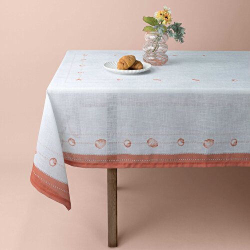 Resim Linens Coral 150x250 cm Masa Örtüsü Gri Kiremit
