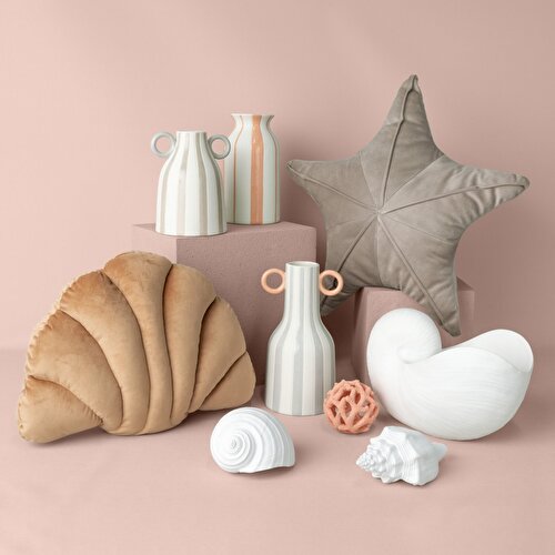 Resim Linens Minella 11x11x22 cm Vazo Beyaz Mercan