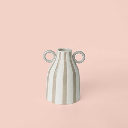 Resim Detayları Göster Linens Minella 14x13x18,5 cm Vazo Beyaz Gri