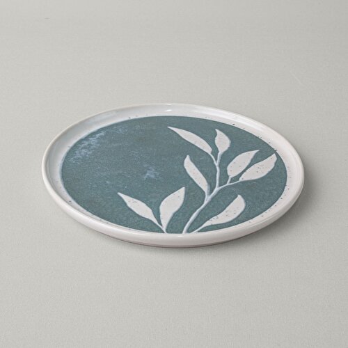 Resim Linens Daphne Seramik 22 cm Pasta Tabağı Yeşil