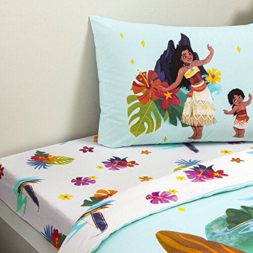 Resim Taç Lisanslı Disney Moana Tek Kişilik Pamuk Nevresim Takımı