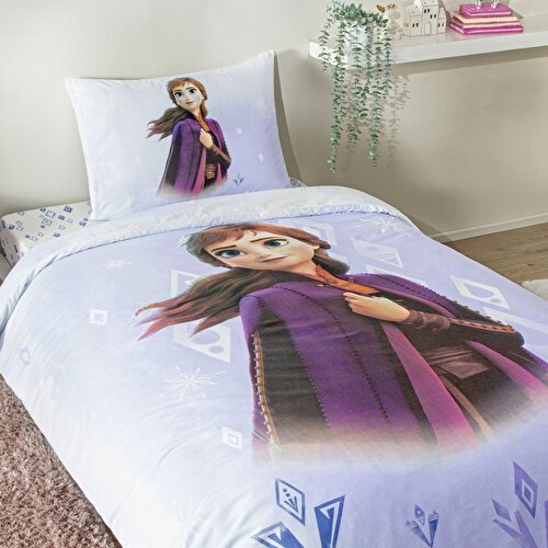 Resim Taç Lisanslı Disney Frozen Diamond Tek Kişilik Pamuk Nevresim Takımı