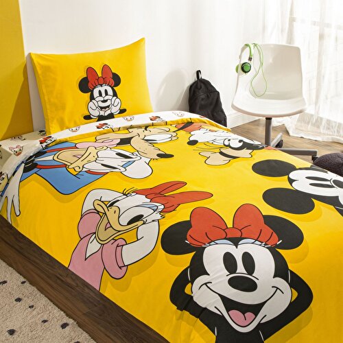 Resim Taç Lisanslı Disney Mickey & Friends Tek Kişilik Pamuk Nevresim Takımı