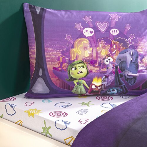 Resim Taç Lisanslı Disney Inside Out 2 Tek Kişilik Pamuk Nevresim Takımı