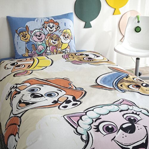Resim Taç Lisanslı Paw Patrol Cloud Tek Kişilik Pamuk Nevresim Takımı