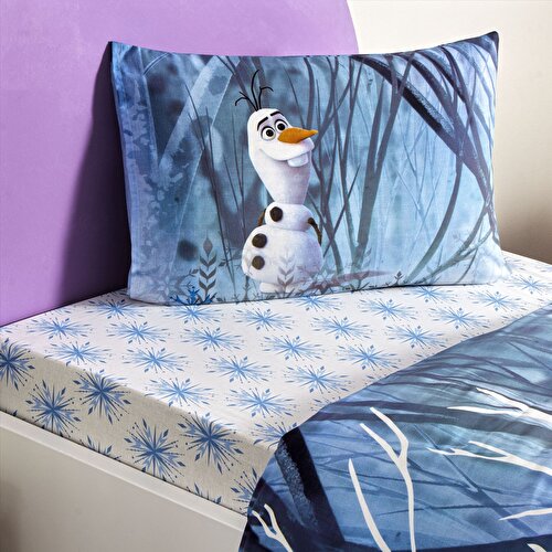 Resim Taç Lisanslı Disney Frozen Winter Tek Kişilik Pamuk Nevresim Takımı