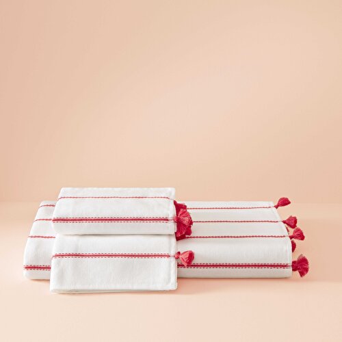 Resim Taç Butik Pamuk Alaçatı Yüz Havlusu Nar Çiçeği