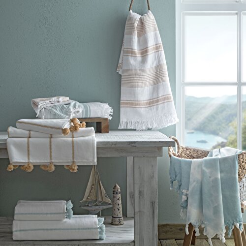 Resim Taç Butik Pamuk Göcek Banyo Havlusu Yeşil