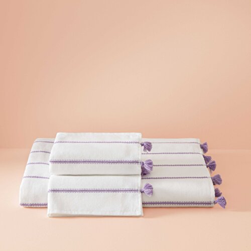Resim Taç Butik Pamuk Alaçatı Yüz Havlusu Lila