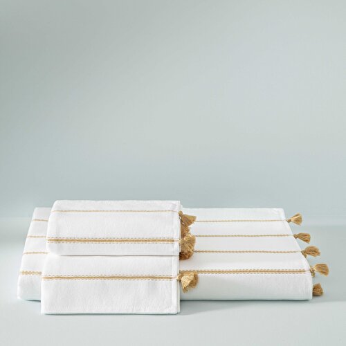 Resim Taç Butik Pamuk Göcek Yüz Havlusu Taba