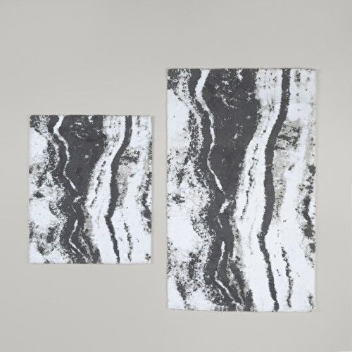 Resim Linens Stone 2'li 60x100 / 50x60 cm Banyo Paspas Seti Gri