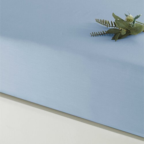 Resim Linens Mix&Match Pamuk Saten Çift Kişilik Lastikli Çarşaf Mavi