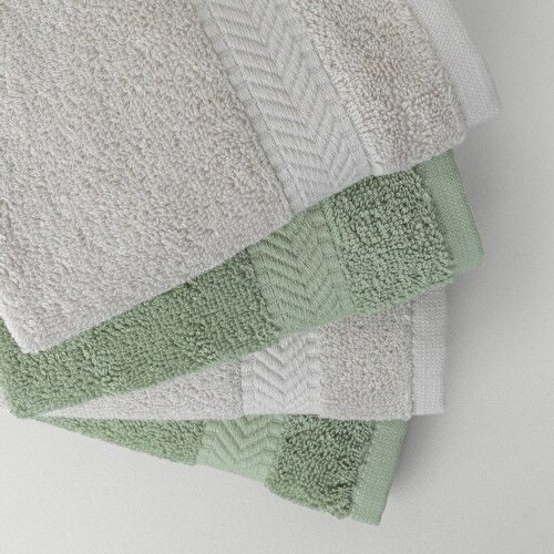Resim Linens Vita 4'lü Pamuk El havlusu Seti 33x33 Cm Haki/Gri