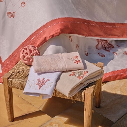 Resim Linens Coral Bambu El Havlusu 30x45 Cm Beyaz