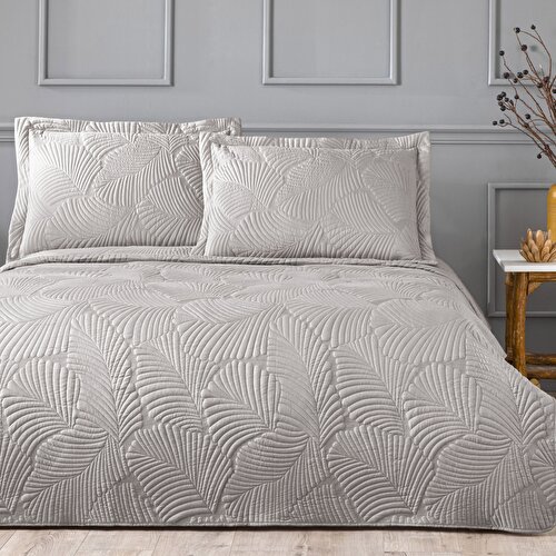 Resim Linens Leaf Çift Kişilik Yatak Örtüsü Seti Vizon