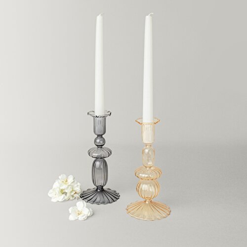 Resim Linens Ecow Şamdan 9x9x19 cm Somon